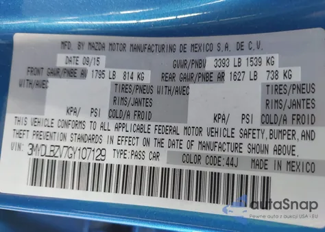 2016 Scion Ia from USA, damaged, VIN 3MYDLBZV7GY107129